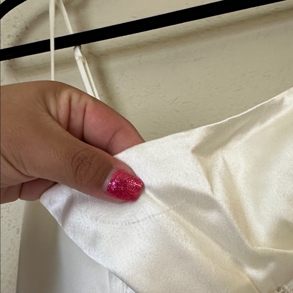 House of CB M A-C 'Anabella' Ivory Satin Lace Up Maxi Dress NWOT - Picture 6 of 17